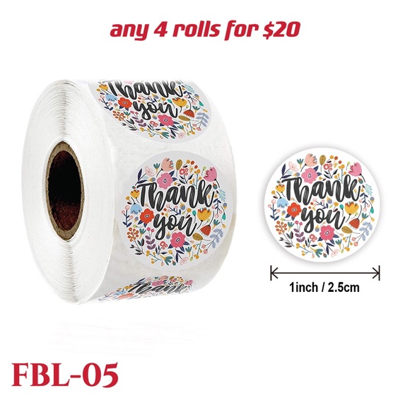 Other - 4 rolls of Thank you stickers-#FBL-05